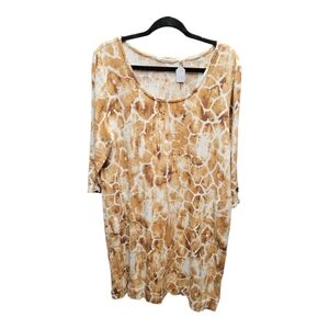 Soft Surroundings Brown and Cream Animal Print Top
